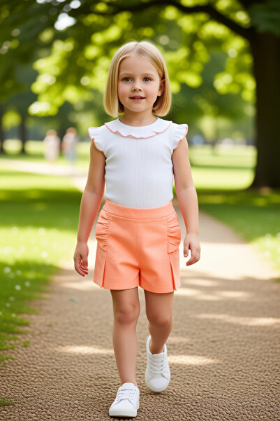 PayBuy Girls' Knitted Top and Shorts Skirt Set Comfortable and Stylish Casual Wear Quality Stylish Comfortable
