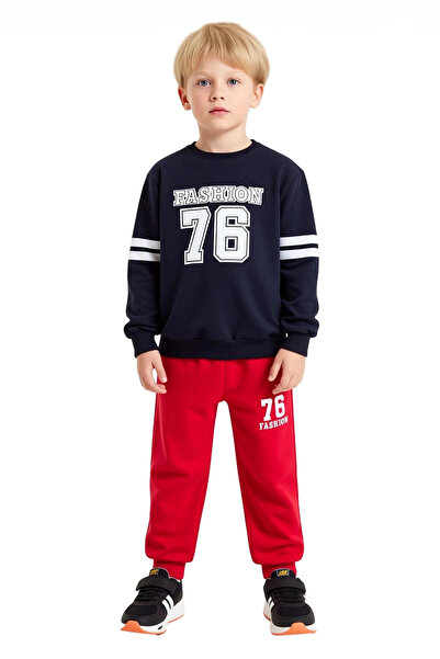 PayBuy Boys' Cotton Comfortable Slogan Printed Crew Neck Sweatshirt and Sweatpants Set High Quality
