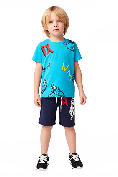 PayBuy Boys' Dinosaur Pattern Cotton Crew Neck Short Sleeve t Shirt and Shorts Set Good Quality
