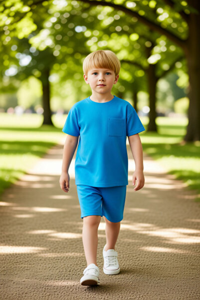 PayBuy Boys' Textured Knitted Crew Neck Short Sleeve T-Shirt and Shorts Set High-Quality Stylish Comfortable