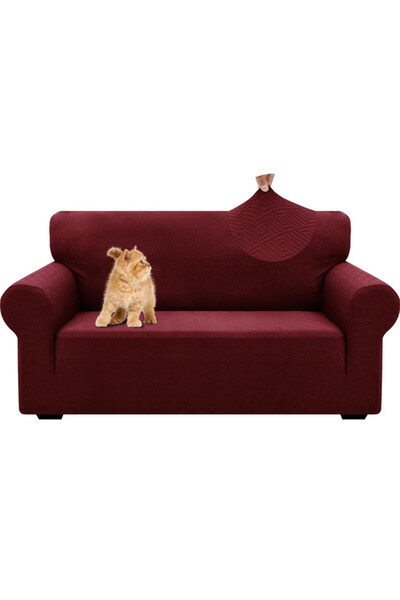 OEM YSTELLAA sofa cover, 2 seats, elastic, universal, washable, non-slip, Jacquard fabric, red color