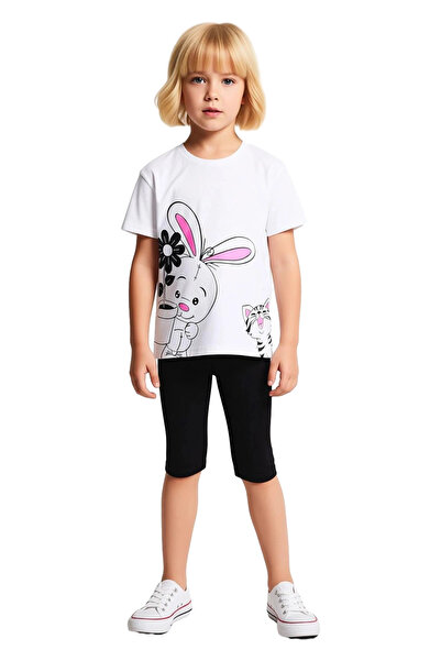 PayBuy Girls' Cotton Oversized Piece T-Shirt and Leggings Set Casual Chic with Adorable Animal Prints
