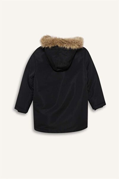 DeFacto Boys Parka Coat Removable Faux Fur Collar Hooded Plush Lining (25 Wn)