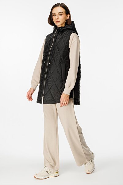 Micca Zipper Yan ve Ön Özel Fermuar Detaylı Zamansız Yelek-Siyah