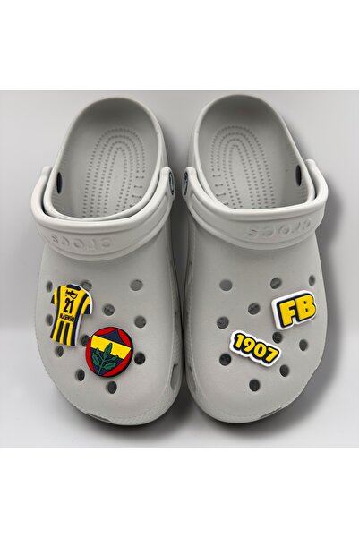 Crocs Terlik Süsü ve Aksesuarı – Jibbitz 3D Sarı Lacivert Asenio 21 No Forma ,Logo, Tarih, Yazı Set Logo