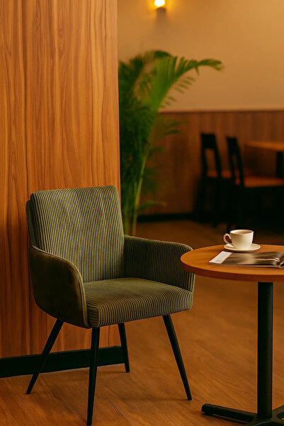 MARIA HOMES Green Comfortable Chair with Metal Legs, Modern Fabric Armchair for Home, Living Room & Office