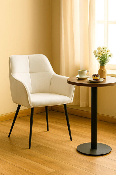 MARIA HOMES White Fabric Armchair,Modern Chair for Living Room, Bedroom, Entryway, Office Cabin & Reception Area