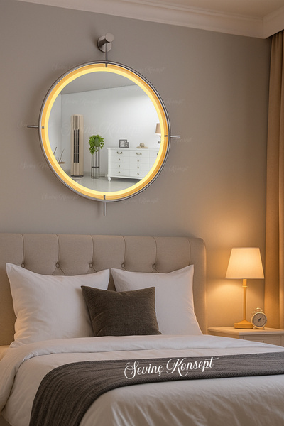 SEVİNÇ KONSEPT LED li Simirna Ayna KROM Rengi 50*60 cm, 60*70 cm, 75*85 cm Dekoratif Duvar Banyo Makyaj Aynası