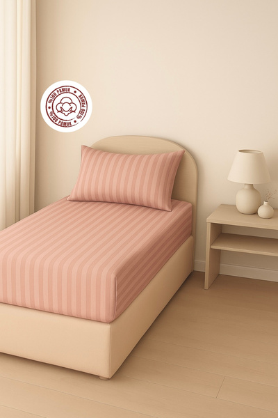 sutra 100% Cotton Satin Single Elastic Sheet Set