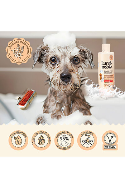 Luminoble Sensitive Prebiotic Shampoo for Dogs and Cats with Oat Extract, Beta Glucan and Collagen 473 ml