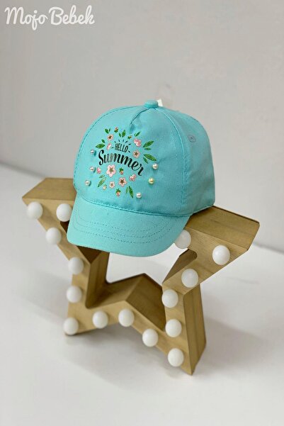 Mojo Bebek Mojo Kız Bebek Hello Summer Boncuklu Kasketli Şapka 90004 Turkuaz