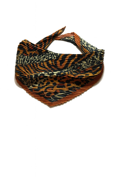 Avoria Leopar ve Kaplan Desenli Piliseli Kadın Fular