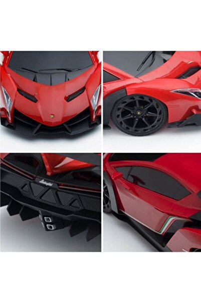 Lunix Red Lamborghini Veneno car with remote control steering wheel and lights – RC 1:12 27MHz