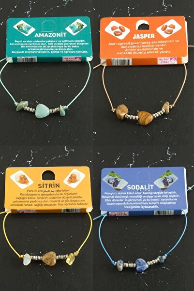 ZERO LAND NRZSNT سوار من الحجر الطبيعي بتصميم قلب مختلط (125437) - ملون