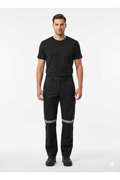 Artıbir Tekstil İmalat Reflektörlü Gri İşçi Pantolonu | Dayanıklı Kot Kumaş | Rahat ve Güvenli Çalışma Pantolonu