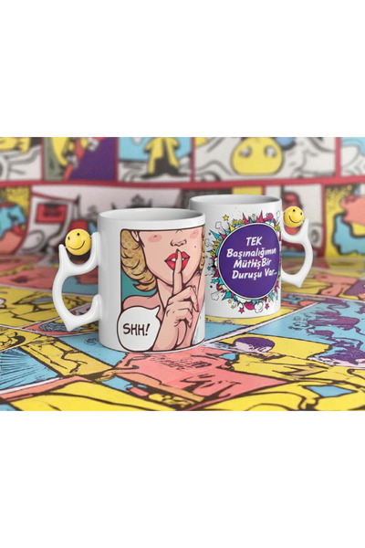 niceworkbynicehands Pop-Art Retro Emoji Porcelain Ceramic Mug with Handle |   Funny Saying Coffee Mug