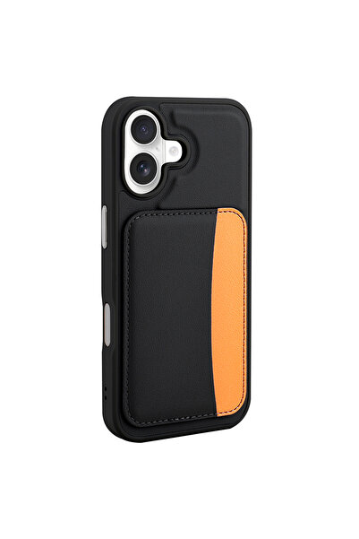 Case 4U Apple Iphone 17 Kılıf Kartlıklı X-Kart Silikon Kapak Siyah
