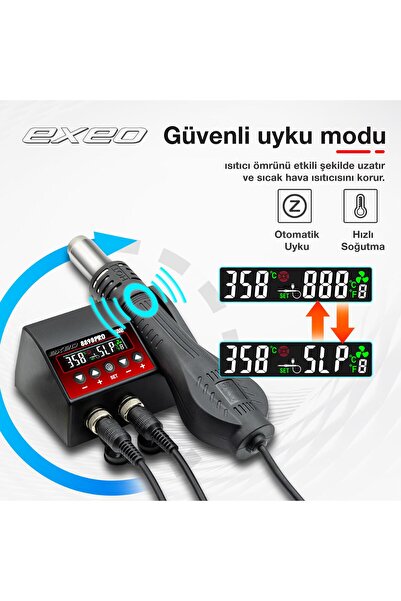 exeo 8898 PRO Havya Sıcak Hava Üflemeli Havya İstasyonu Lehim Makinesi