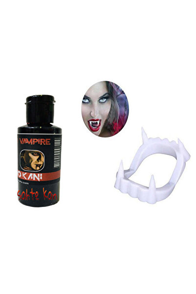 ZERO LAND Nrzsnt White Color Double False Teeth Vampire Fang and 50 g (214845) Theater Blood