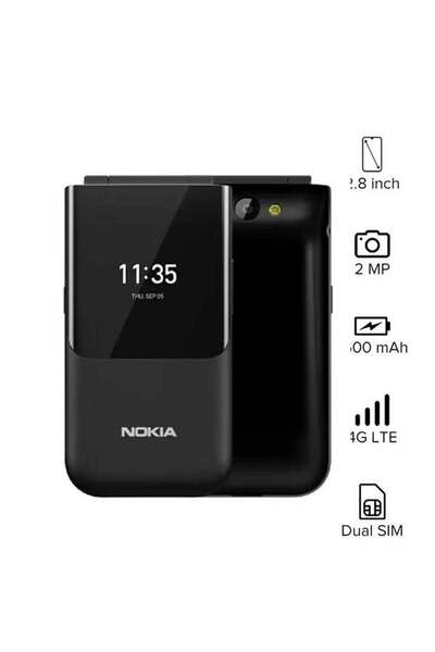 Nokia 2720 Flip Dual SIM Black - 4GB storage, 512MB RAM, 4G LTE
