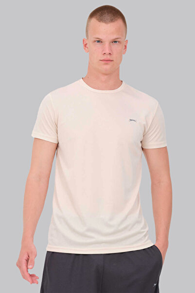 Slazenger 4202 تي شيرت رجالي بياقة دائرية بلون البيج الفاتح – قصة مريحة للاست...
