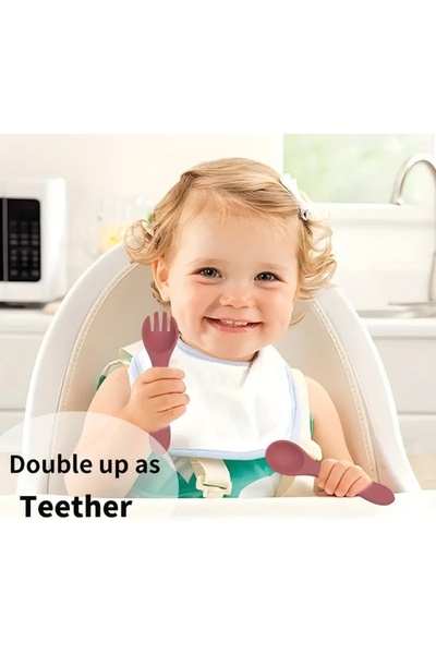 Alvin Soft Silicone Baby Spoon and Fork Set – Flexible, Safe, and Bpa-Free Feeding Set (Powder Pink, 2-Piece)