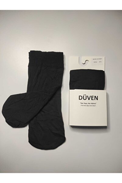 DÜVEN 3-Piece Women's Black Medium Thick Transitional Banana 40 Denim Short Socks