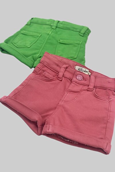 Escabel شورت دينيم ملون فائق المرونة للفتيات الصغيرات من عمر 1 إلى 5 سنوات من...