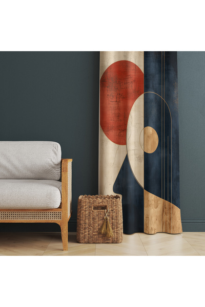 adenkahome Geometric Patterned, Living Room Background Curtain 140X270 cm (Single Panel)