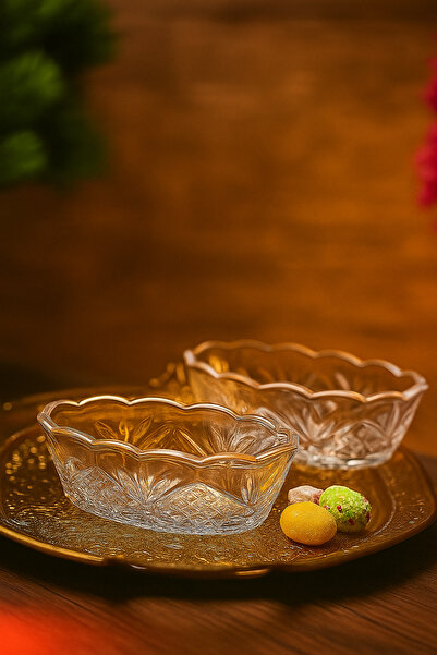 Gülümseten Avm 6-Piece Oval Glass Kayık Turkish Delight Bowl |   Colorful Turkish Delight Serving Tray for Coffee Side |   Stylish Glass Snack Bowl Set