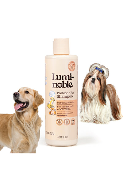 Luminoble Sampon Prebiotic pentru Caini si Pisici cu Extract de Ovaz si Aloe Vera, Lumi-Noble, 473 ml