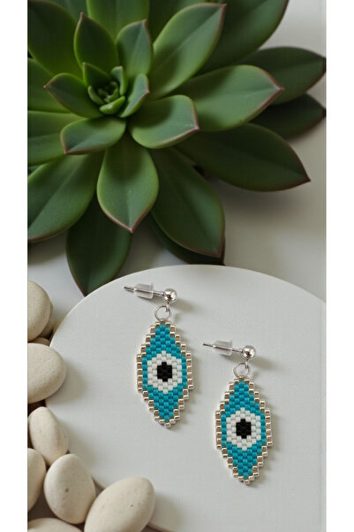 SEARD Miyuki Beads Handmade Silver Eye Earrings