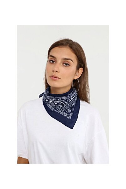 Avoria Lacivert Beyaz Paisley Desenli Bandana