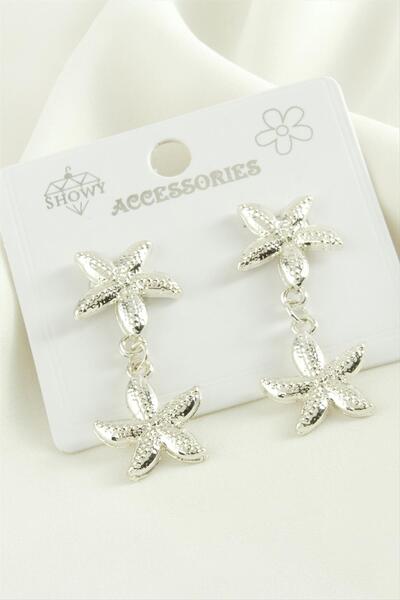 ZERO LAND Nrzsnt Starfish Trend Metal (224901) Earrings-Silver Color