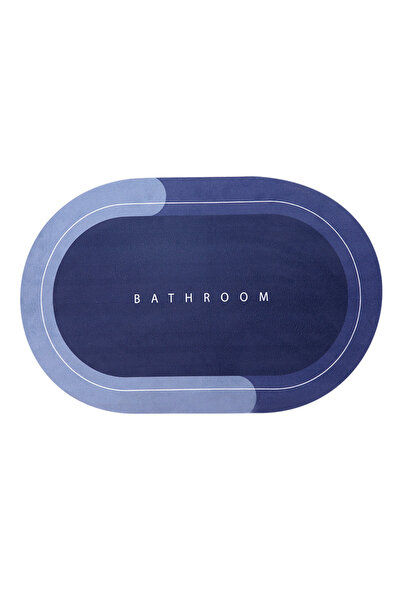 MRG Covor Baie Antiderapant M1032, Oval, Absorbant, Cauciucat, Albastru