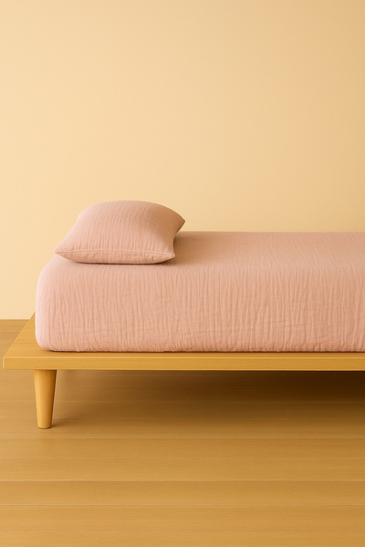 sutra 100% Cotton Muslin Fabric Single Fitted Sheet Set