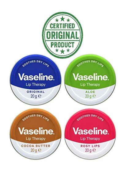 Vaseline Lip Therapy Balm Set of 4 x 20g (Original, Cocoa Butter, Aloe Vera, Rosy Lips)