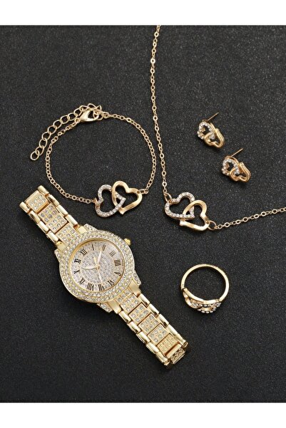 VEYA A six-piece set (watch + bracelets + rings + necklace) made of stainless...