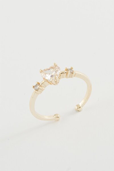 ZERO LAND خاتم NRZSNT من الزركون على شكل قلب (225225) مرصع بالأحجار - أصفر