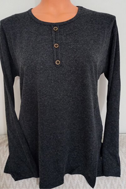 Anne Er Clothing Winter Cotton Combed Blouse Uaun Sleeve Crew Neck Smoked