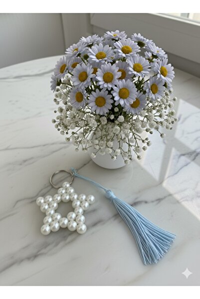 Neşeli Atölyem 1 قطعة سلسلة مفاتيح على شكل نجمة لؤلؤية مع شرابة ✨