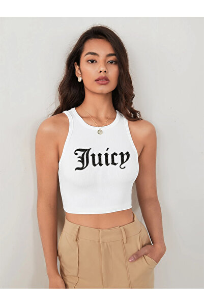 Bozz&Bozz Collection Women's Juicy Crystal Stone Printed Halter Neck Crop Top Tank Top