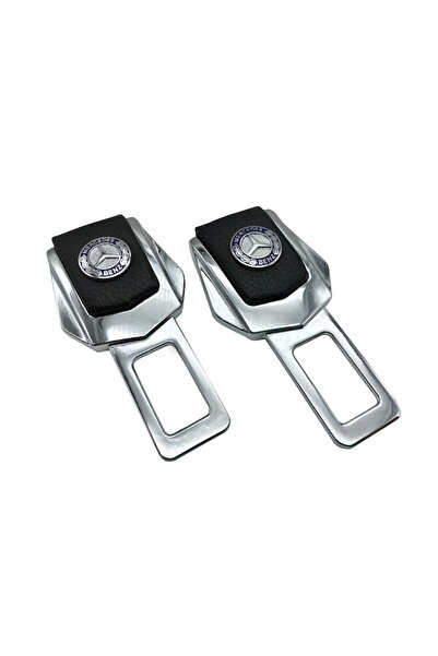 MRG Set of 2x Fake Seat Belt Adapters M1089, Leather Chrome Mercedes