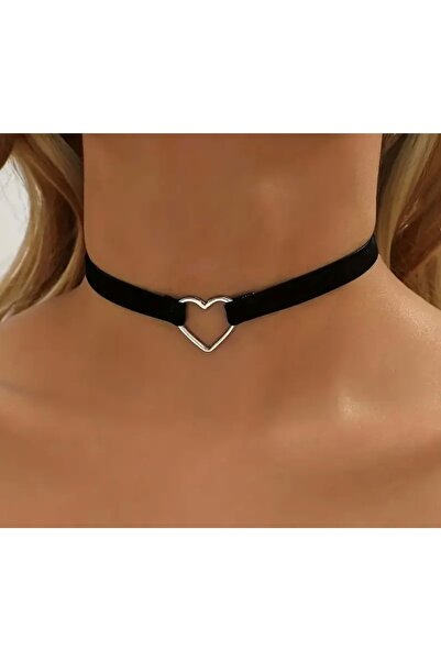 ACAR TAKI قلادة على شكل قلب من قماش البوليستر باللون الأسود ACR7422