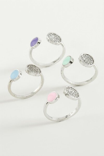 ZERO LAND خاتم NRZSNT مرصع بالأحجار الكريمة (164233) - لون فضي