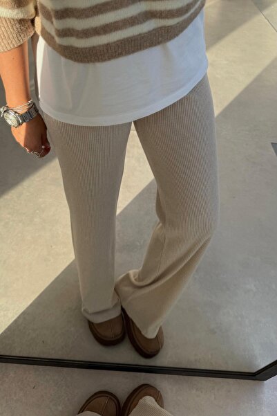 ELVAN TOLON Beige Corded Fabric Yumoş Pants
