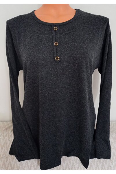 Anne Er Clothing Winter Cotton Combed Blouse Uaun Sleeve Crew Neck Smoked