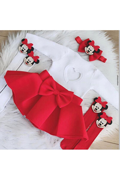 kokosh _ kidss burcu sapmaz Girl's Figure-Patterned Red Skirt Set