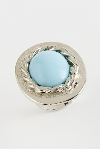 ZERO LAND Nrzsnt Oval Turquoise Stone (233046) Ring-Silver Color