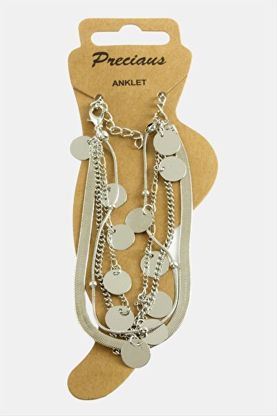 ZERO LAND Nrzsnt Sequin Push Chain Luxury (234041) Anklet-Silver Color